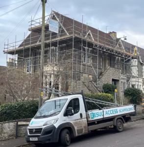 Full house scaffolding setup for external renovation project
